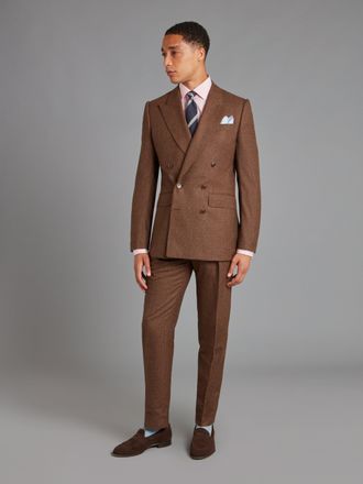 Oliver Brown Clarence Classic Fit Suit - Brown Glen Plain Wool