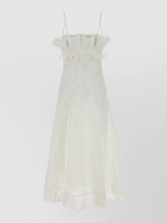 Alberta Ferretti broderie anglaise midi dress ruffle straps