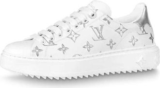Louis Vuitton (WMNS) LOUIS VUITTON Time Out Sneakers White with Silver Monogram 1A8TAI