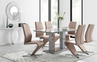 Furniturebox Imperia 6 Grey Dining Table & 6 Willow Chairs in Beige