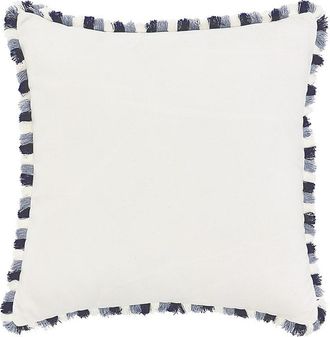 Ballard Designs Tassel Trim Sunbrella Outdoor Pillow - White W/Green 20 x 20 - Ballard Designs