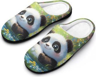 Generic Cute Panda Butterflies Print Mens Slippers Comfortable And Non-slip Cotton Slipper Shoe for House
