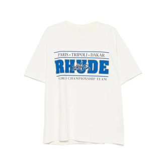 Rhude T-shirt met ronde hals en grafische print - Heren - Tops - Wit - Maat: XL Katoen