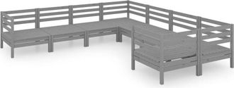 vidaXL 8 Piece Garden Lounge Set Solid Wood Pine Grey Vidaxl