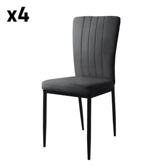 ML Design Lote de 4 sillas de comedor de terciopelo, gris