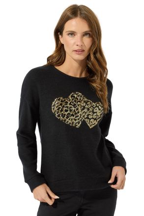 M&Co Womens Sequin Heart Embellished Jumper - Womens Black