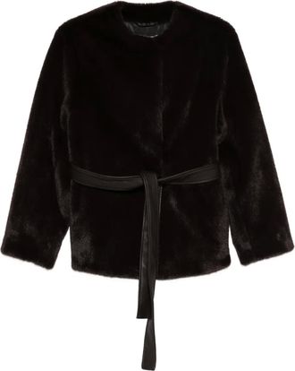 Vanessa Bruno Giacca in pelliccia sintetica con cintura - Marrone