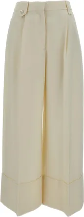 Simone Rocha White Cropped Pearl Daisy Wide-Leg Pants