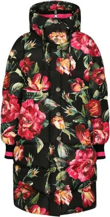 Dolce & Gabbana Bloemenprint Lange Donsjas - Dames - Parka Jassen - Veelkleurig - S - Polyester - Jassen