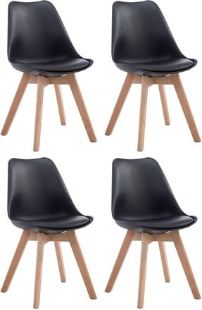 Clp Clp - Set De 4 Sillas De Comedor Borneo En Polipiel Negro Natural
