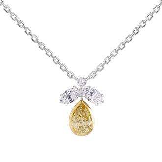 Diamond2Deal 14k Two-tone Gold 1.4 Ct Pear Cut White & Yellow Lab Grown Diamond Pendant Necklace 18 VVS-VS