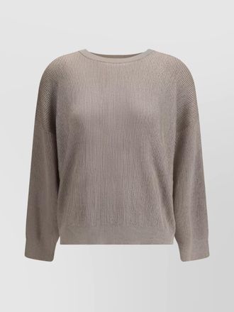 Brunello Cucinelli ribbed crew neck knitwear with lurex shine