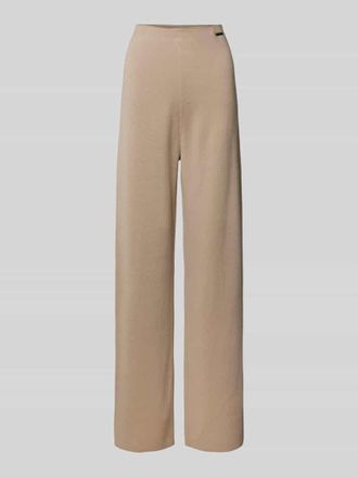 Calvin Klein Straight Leg Hose mit Label-Applikation in Beige, Gr&ouml;&szlig;e S