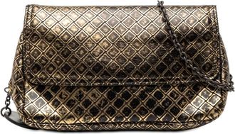 Bottega Veneta Pre-owned Bottega Veneta Metallic Calfskin Intrecciomirage Chain Flap Crossbody B00959069I