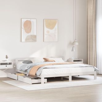 Berkfield Home Bed Frame without Mattress White 200x200 cm Solid Wood Pine