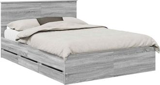 vidaXL Estructura De Cama Gris Sonoma 150 X 200 Cm Madera Ingenieril Vidaxl