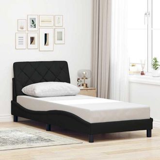 vidaXL Estructura De Cama Sin Colch&oacute;n Tela Negro 80x200 Cm Vidaxl
