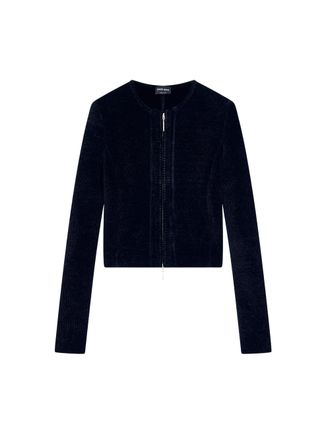 Giorgio Armani Blue Chenille Zip Blazer