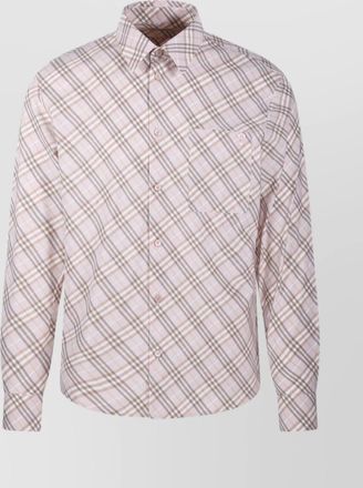 Burberry plaid pattern button-down collar shirt with front pocket