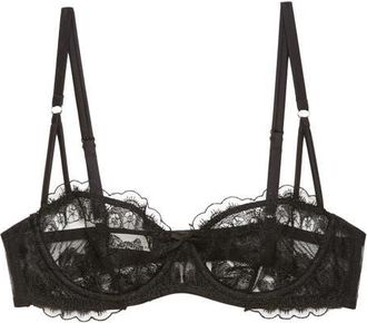 Fleur du Mal Mila Lace Underwire Balconette Bra in Black at Nordstrom, Size 34Dd
