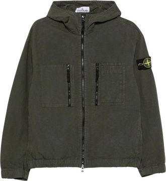Stone Island Cotton Ripstop Hooded Overshirt - Heren - Zomerjassen - Groen - L - Katoen - Jassen