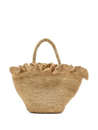 Loeffler Randall Cyrus ruffled-straw tote bag - Neutrals