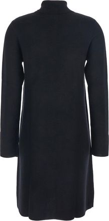 Allude Womens Black Turtleneck Wool Dress With Straight Hem Virgin