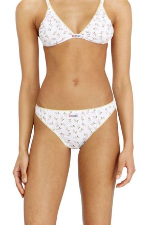 Diesel Thong in cotton with all-over floral print - Strings - Woman - White