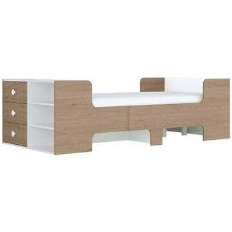 Vente-Unique Vente-unique - Letto evolutivo 90 x 140/170/200 cm Con vani portaoggetti Naturale e Bianco - garolio