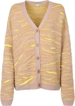 Stella McCartney Bruine Cardigan Animalier Patroon V-Hals - Dames - Vesten - Bruin - S - Katoen - Truien & Vesten