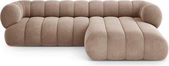 Cosmopolitan Design Sof&aacute; esquinero derecho 5 plazas de terciopelo beige oscuro