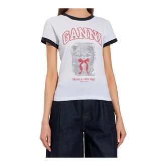 Ganni Dames, Tops, Wit, Maat: S Jersey