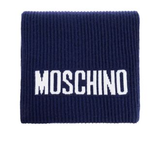 Moschino Winter Scarves, unisex, Blue, ONE SIZE, Scarf with logo