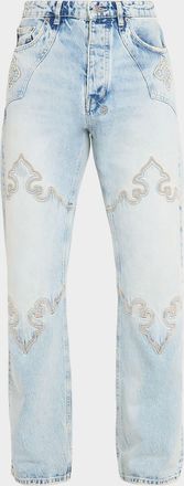 Ksubi Men & apos;s Toro Kristal Damask-Embroidered Straight Leg Jeans