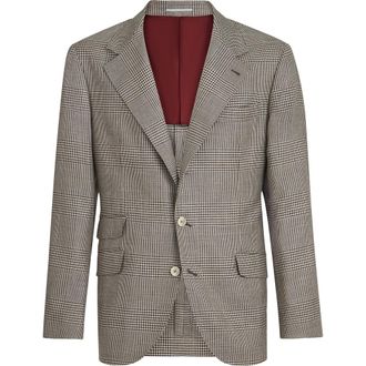 Brunello Cucinelli Prince of Wales Cavallo blazer in Light Brown at Nordstrom, Size 46 It