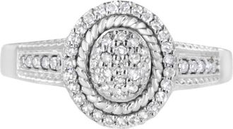 House of Brilliance 925 Sterling Silver 1/3 Cttw Pave Set Round-Cut Diamond Braided Halo Cocktail Ring - Size 5