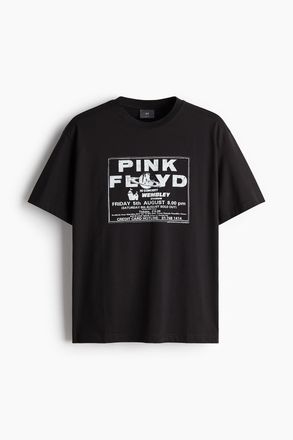 H&M T-Shirt in Loose Fit - Schwarz/Pink Floyd