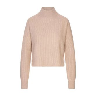 Max Mara Fufy Ribgebreide Trui met Opstaande Kraag - Dames - Coltruien - Beige - S - Wol - Truien & Vesten