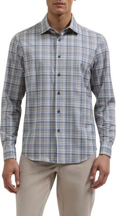 Bugatchi James Plaid Long Sleeve Button Up Shirt in Sand at Nordstrom, Size Xxx-Large