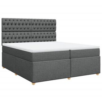vidaXL Cama Box Spring Con Colch&oacute;n Tela Gris Oscuro 200x200 Cm Vidaxl
