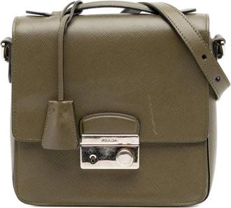 Prada Pre-owned Handbags, female, Brown, Size: ONE SIZE Pre-owned Leather Crossbody Bag