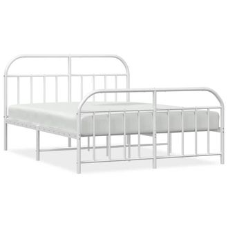 Berkfield Home Metal Bed Frame with Headboard & Footboard White 135x190 cm Double