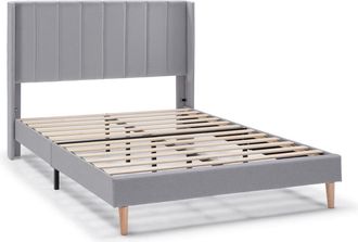 HOMN Estructura de cama tapizada de 30 cm, 90x190 cm, gris claro