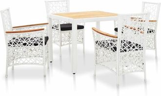 vidaXL Vidaxl - Juego De Comedor De Jard&iacute;n 5 Piezas Rat&aacute;n Sint&eacute;tico Blanco