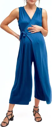 Nom Maternity Francesca Maternity & Nursing Cropped Jumpsuit in Dusk Navy at Nordstrom, Size Medium