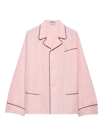 Prada bowling-collar piping cotton shirt - Pink