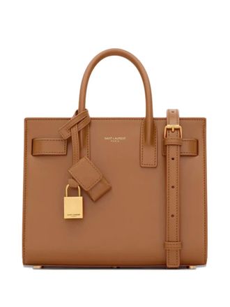 Saint Laurent Sac de Jour nano leather padlock tote bag - women - Brass/CALFSKIN - OS - Brown