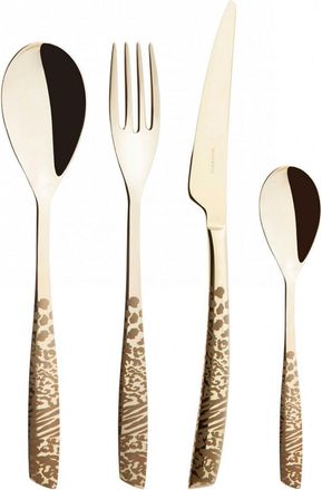 Bugatti 24 Piezas Cubiertas Colocadas En Estuche De Madera De Champ&aacute;n Pvd Pulido Riviera Animalier Champagne Bugatti