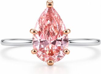 Pompeii3 Certified 2Ct Pear Shape Pink Diamond Solitaire Engagement Ring Gold Lab Grown Size: 7