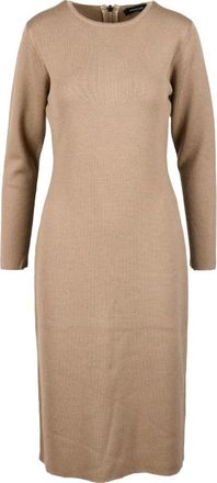 Fabiana Filippi Gebreide Jurk met Ritssluiting - Dames - Kleedjes - Bruin - L - Wol - Kleedjes